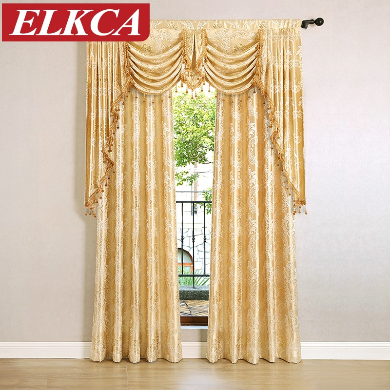 Living Room Curtains With Valances
 Jacquard Window Curtains for Living Room Luxury Royal
