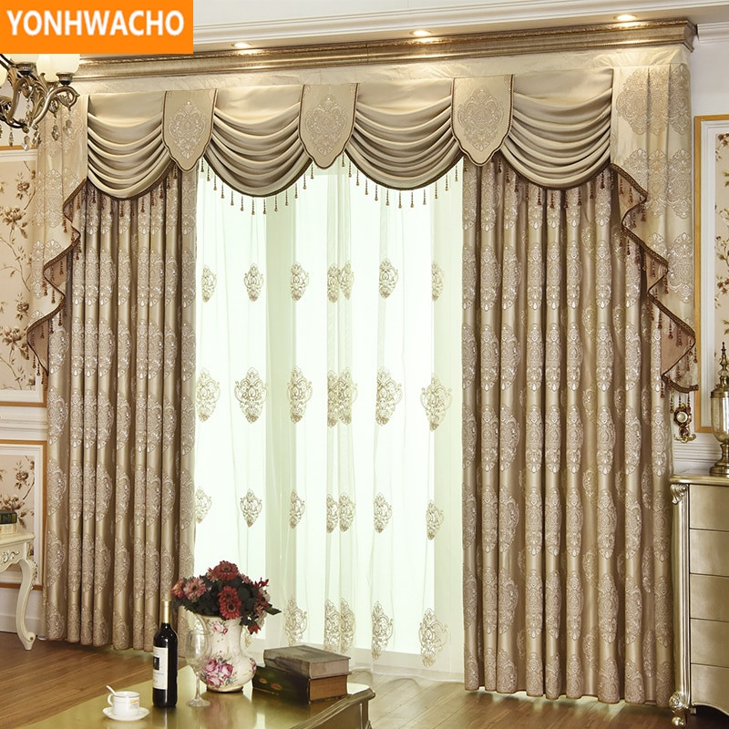 Living Room Curtains With Valances
 Custom curtains luxury living room embroidered simple