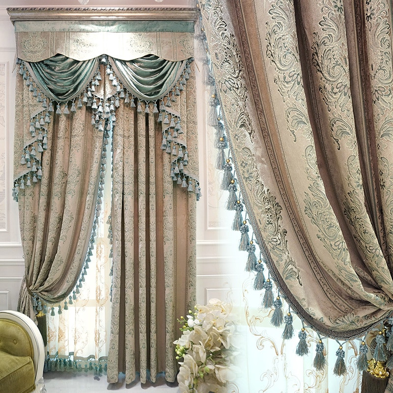 Living Room Curtains With Valances
 Luxury European style curtains custom luxury simple living