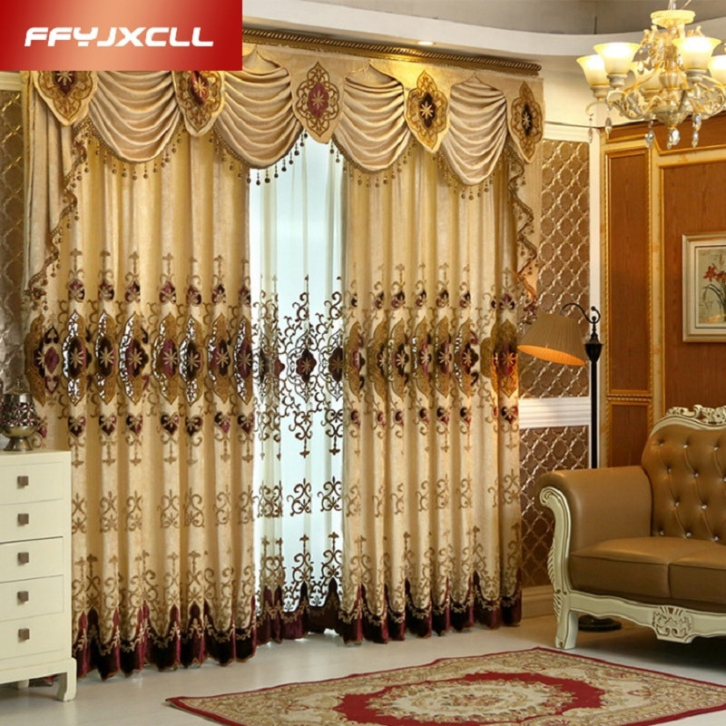 Living Room Curtains With Valances
 Gorgeous Europe Embroidered Curtains For living Room