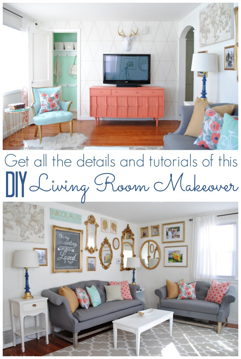 Living Room Decorations DIY
 Coral and Mint Living Room Reveal Classy Clutter