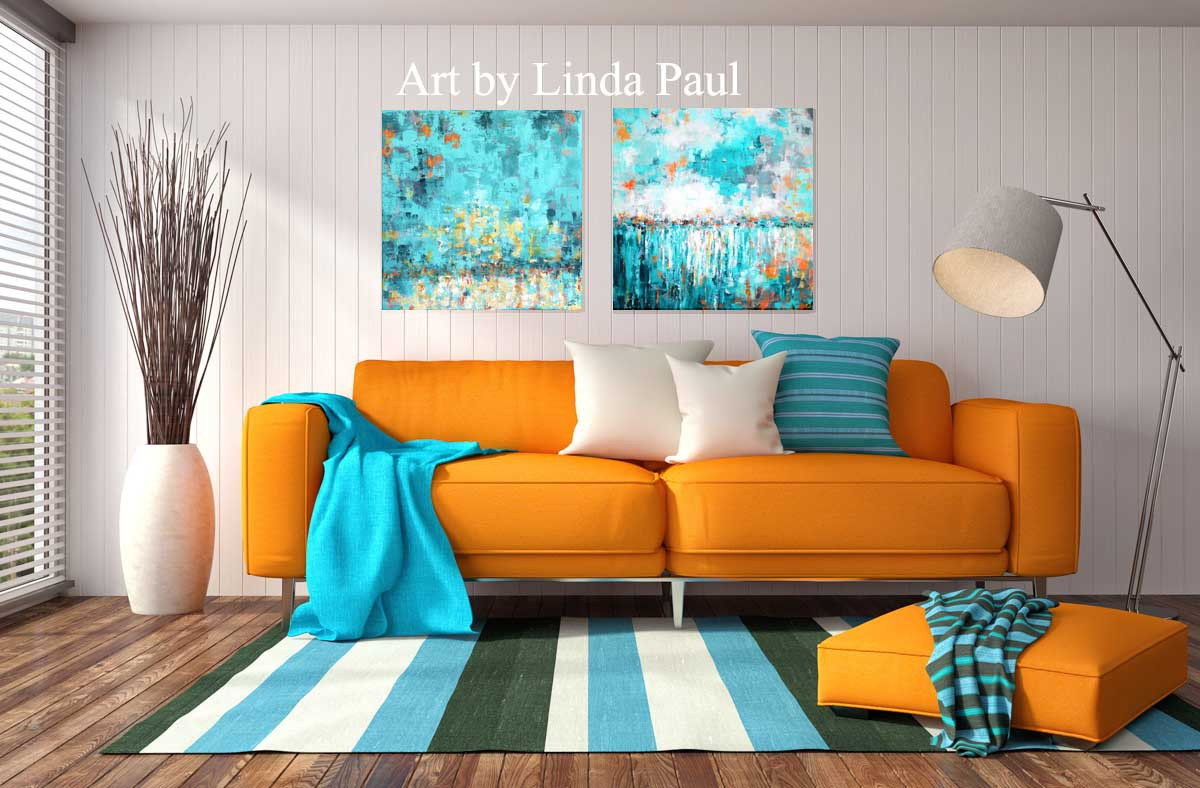Living Room Wall Paintings
 Turquoise wall art for Living Room Abstract Paintings