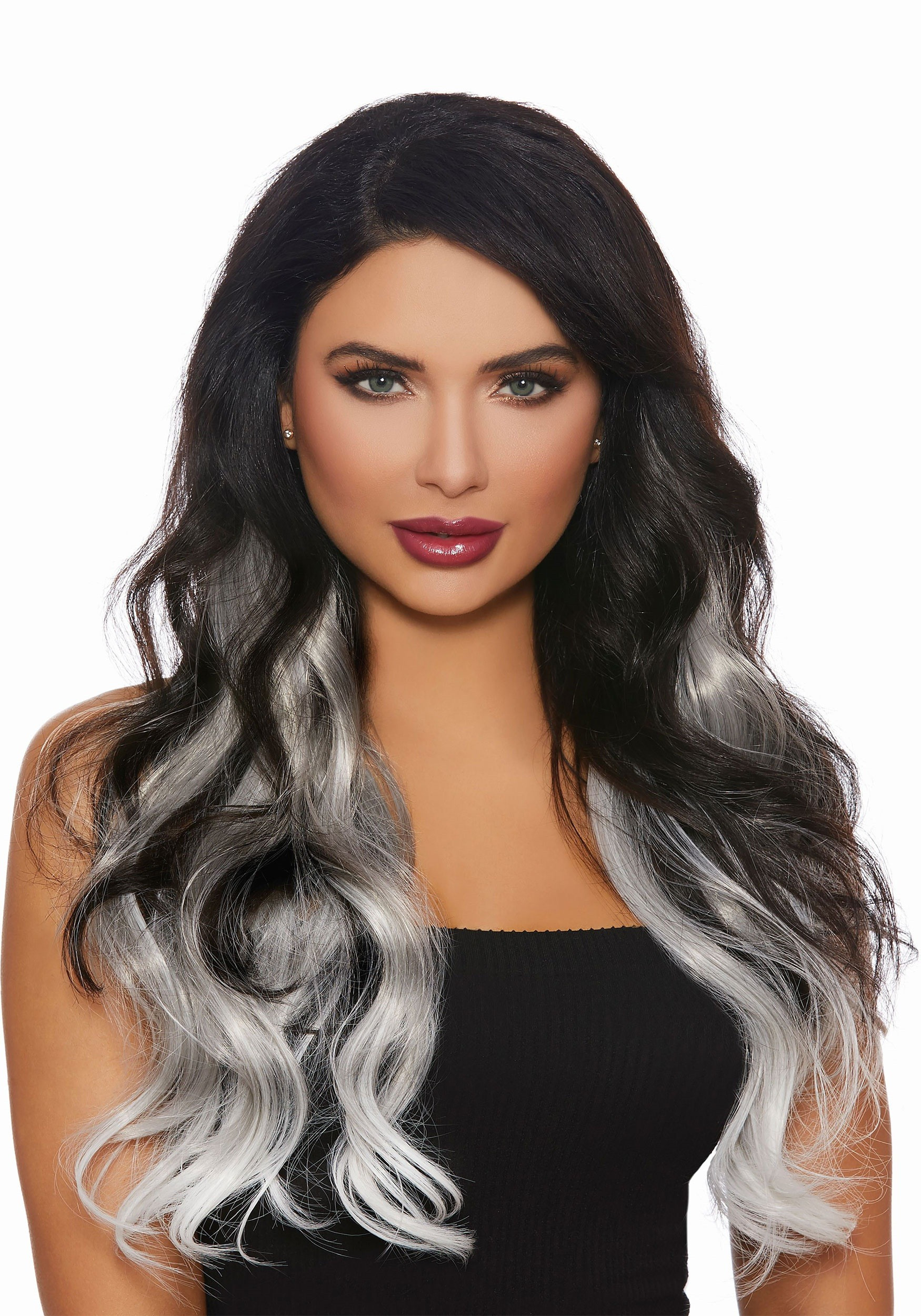 Long Ombre Hairstyles
 3 Piece Long Straight Ombre Grey White Hair Extensions