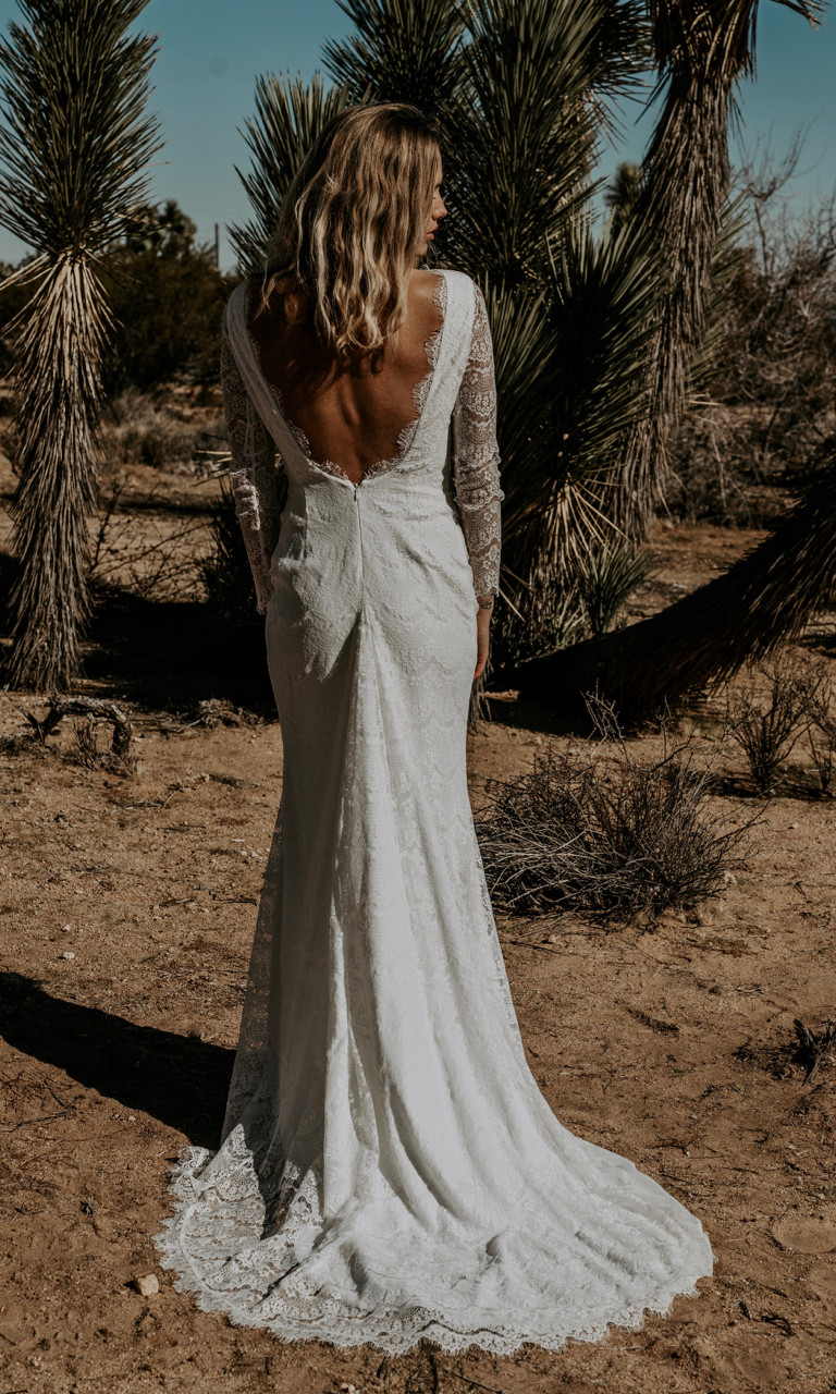 Long Sleeve Backless Wedding Dress
 TESSA Boho Bridal Gown