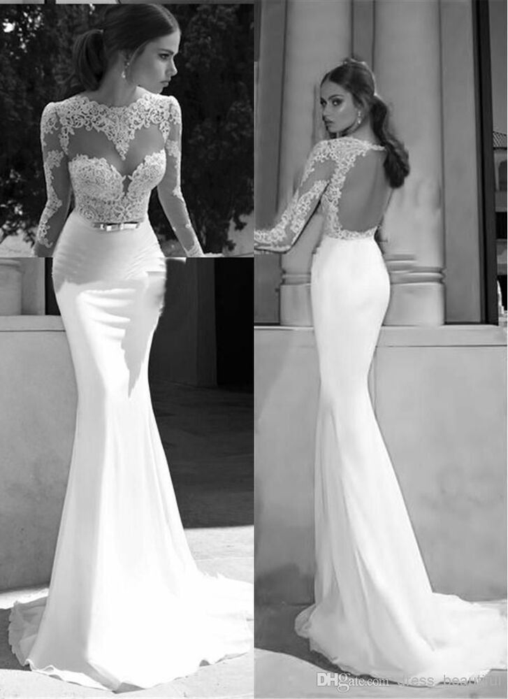 Long Sleeve Backless Wedding Dress
 Backless Wedding Dress Long Sleeve Bridal Gown Custom Size