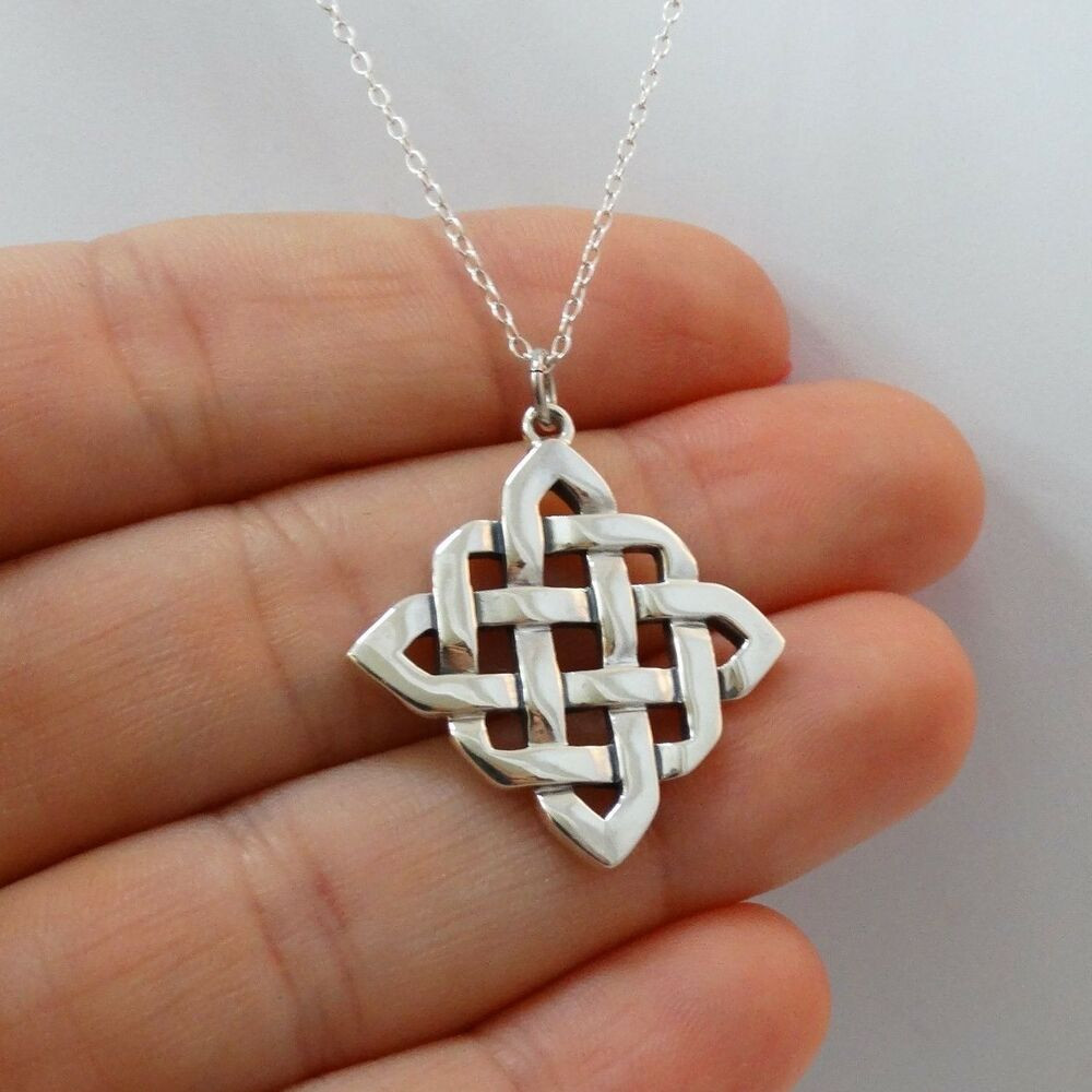 Love Knot Necklace
 Celtic Knot Necklace 925 Sterling Silver Irish Love
