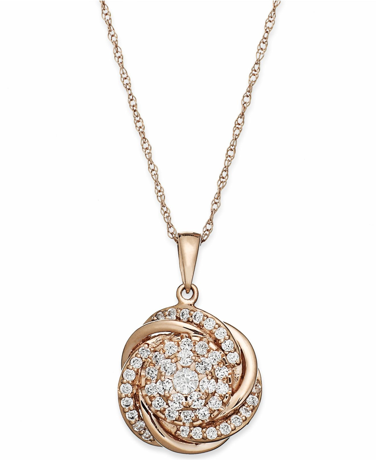 Love Knot Necklace
 Wrapped in love Pave Diamond Knot Pendant Necklace In 14k