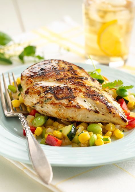 Low Calorie Grilled Chicken Recipes
 Butter & Herb Grilled Chicken with Summer Succotash