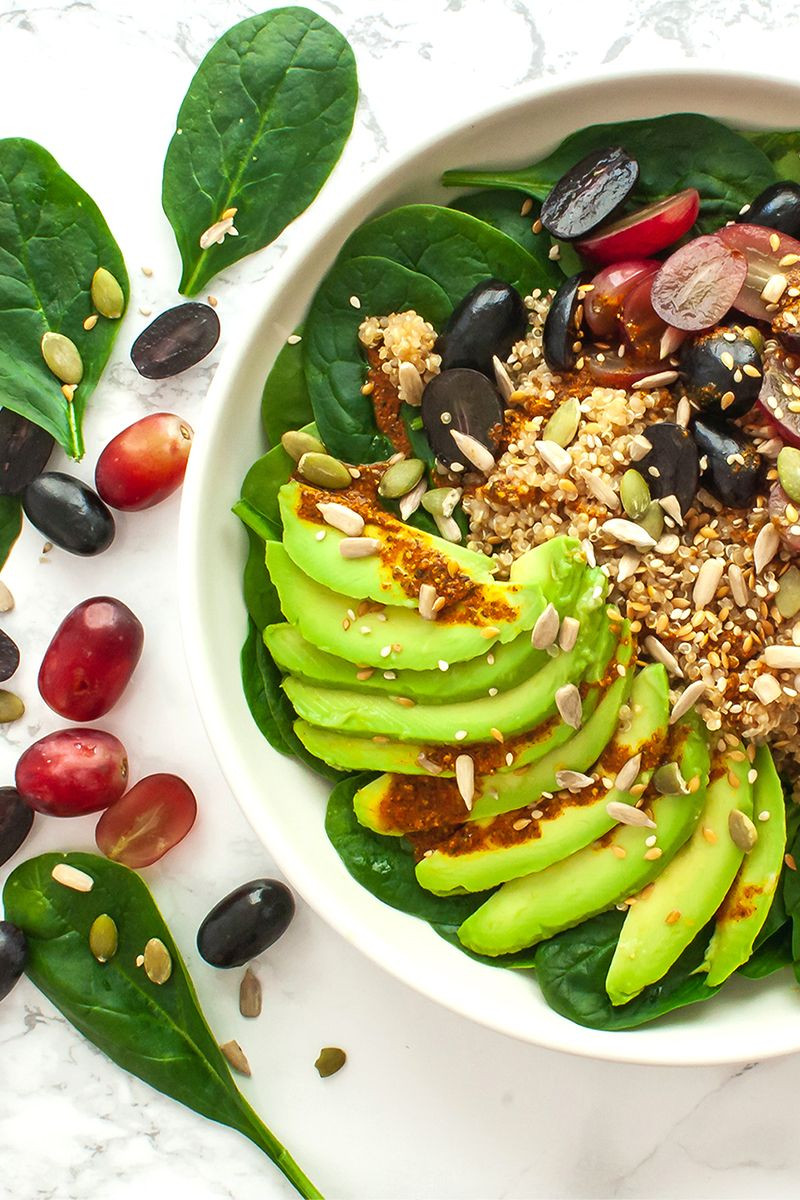 Low Calorie Quinoa Recipes
 Quinoa Avocado Spinach Salad with Grapes Recipe