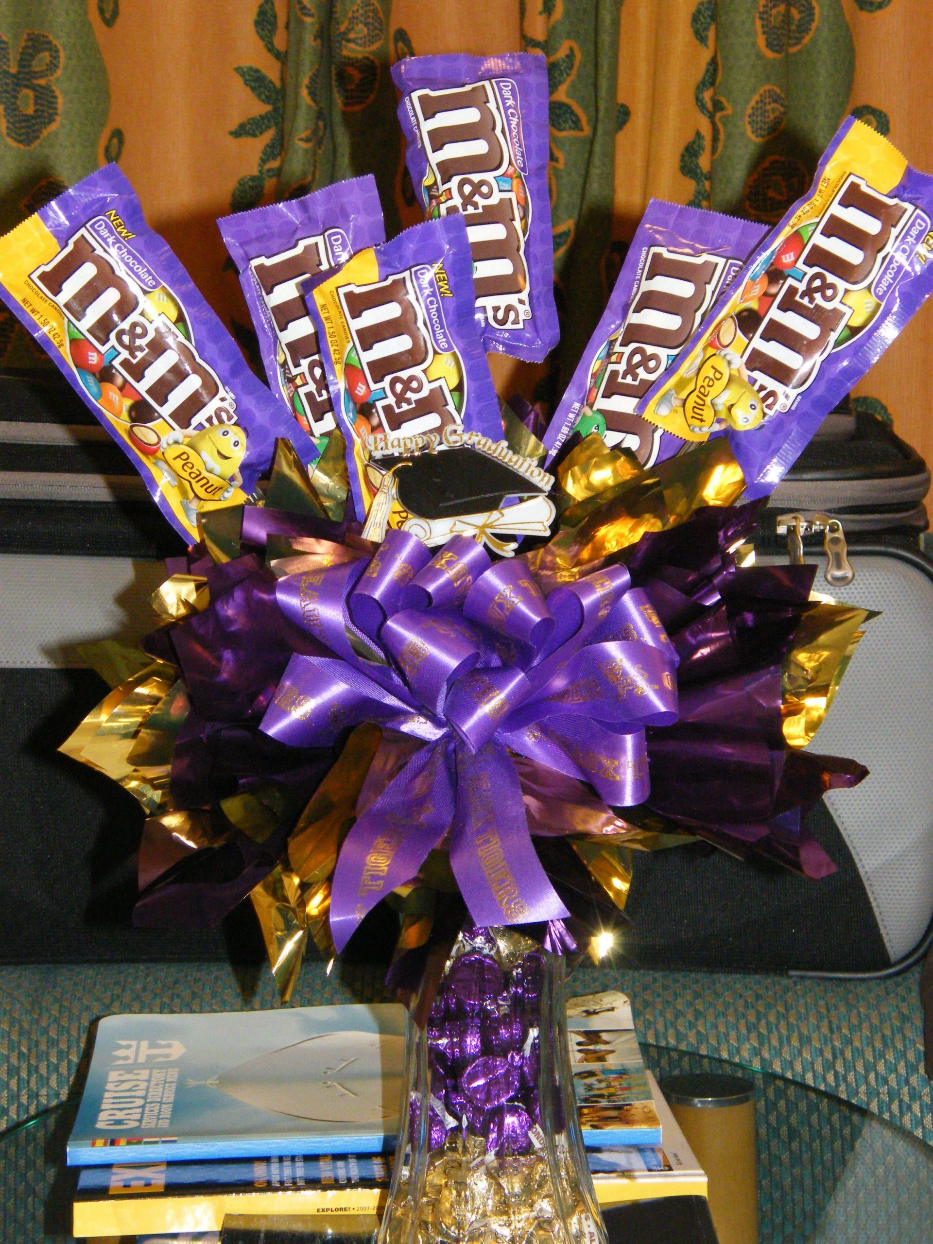 Lsu Graduation Gift Ideas
 Purple and Gold Candy bouquet I gave to my daughter aboard
