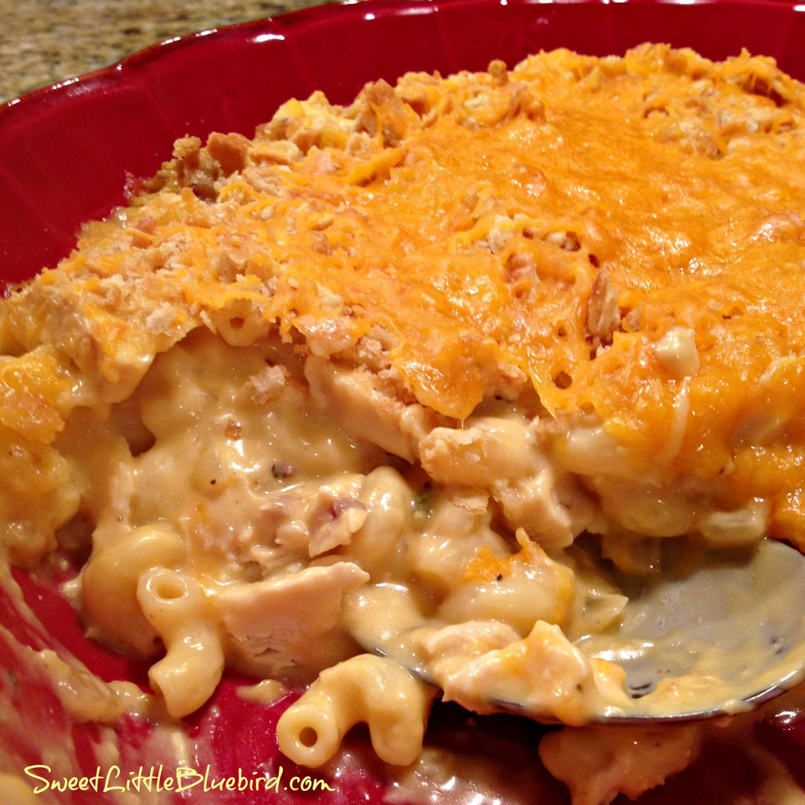 Macaroni And Cheese Casserole With Chicken
 Cheesy Chicken Macaroni Casserole Sweet Little Bluebird