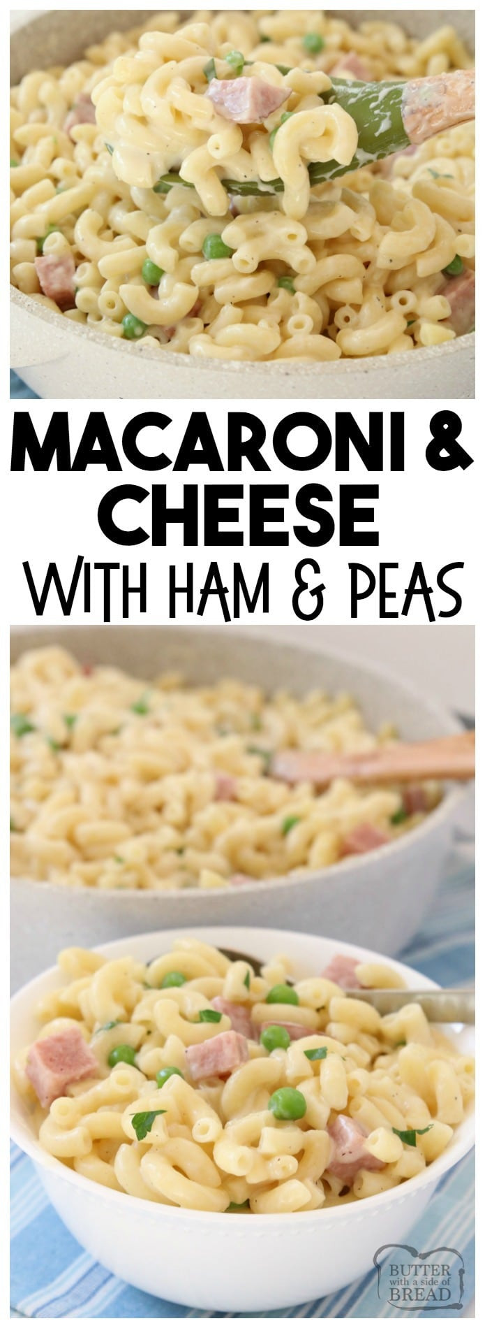 Macaroni Salad With Cheese And Peas
 MACARONI AND CHEESE with HAM and PEAS Butter with a Side