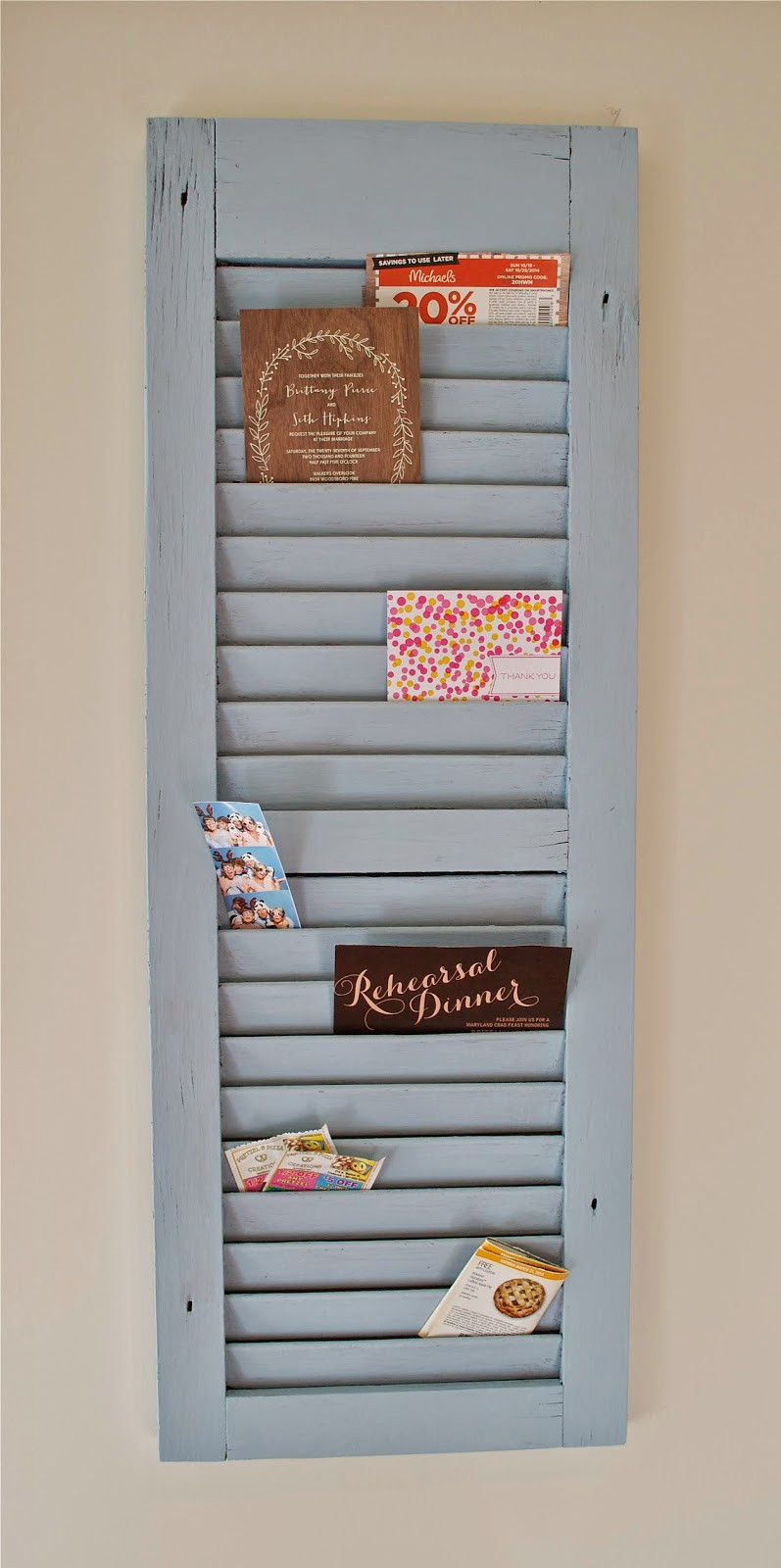 Mail Organizer DIY
 DIY Shutter Mail Organizer