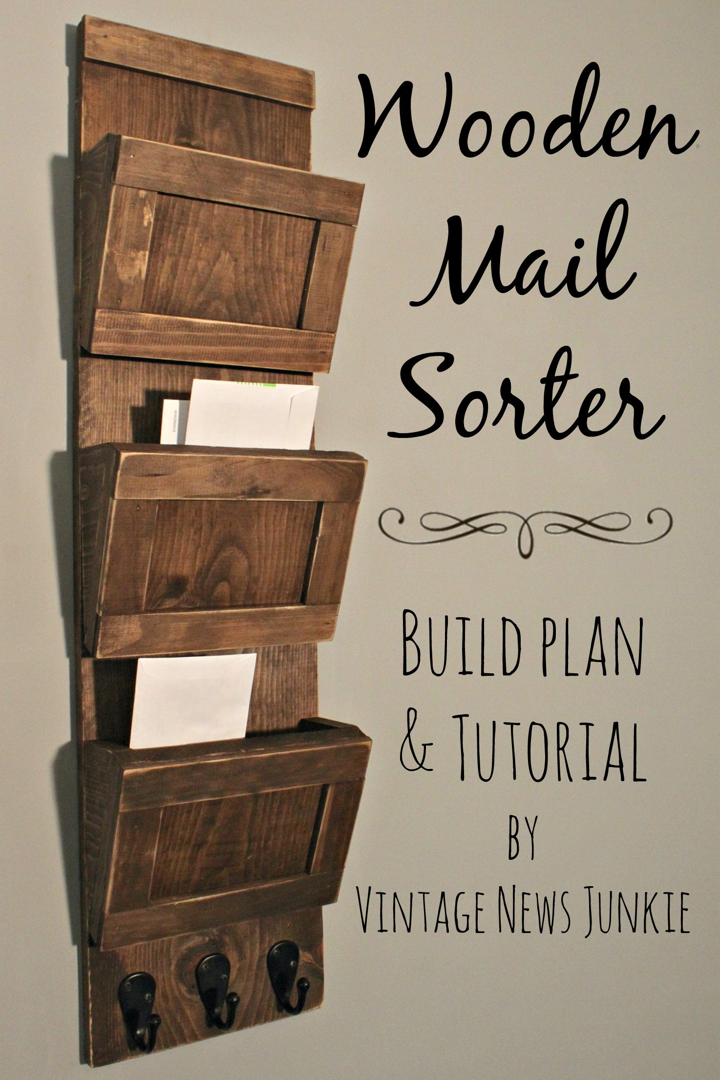 Mail Organizer DIY
 DIY Wood Mail Sorter Organizer with Awesome step by step