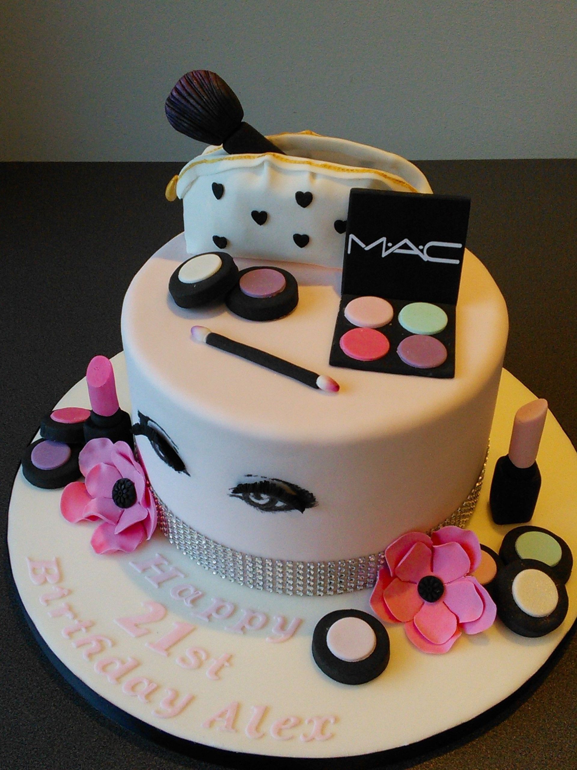 Makeup Birthday Cake
 Mac cosmetics 21st birthday cake make up bag with pink