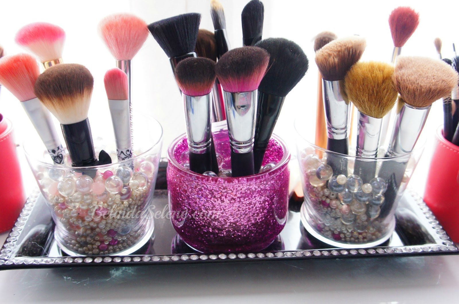 Makeup Brush Organizer DIY
 BelindaSelene DIY Glitter Makeup Brush Holder