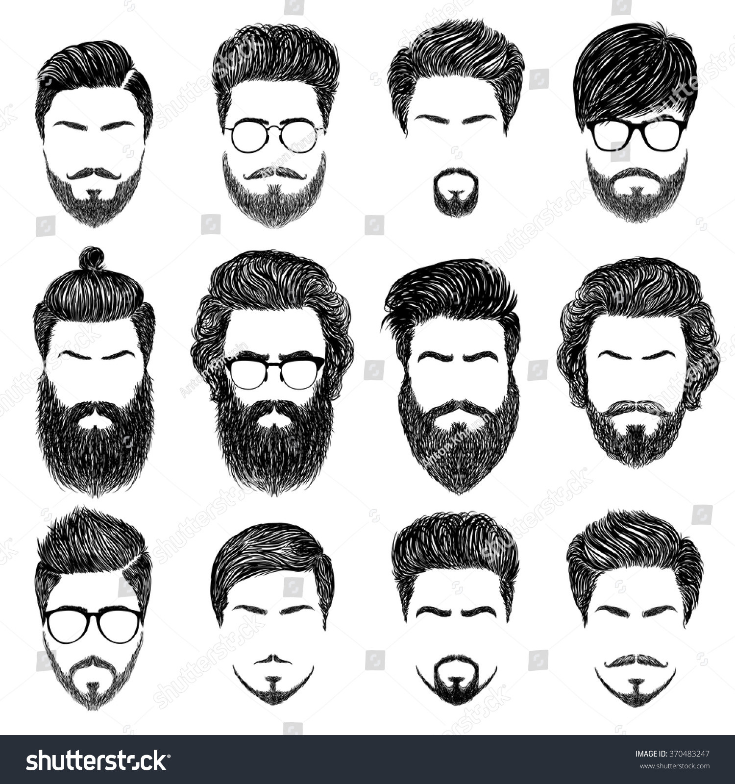 Male Hairstyle Drawing
 Set Mens Hairstyles Beards Mustachesgentlmen Haircuts
