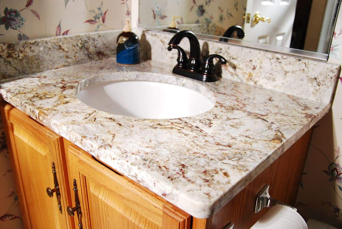 Marble Bathroom Sink Countertop
 Elegant Bathroom With Vanity Featured Undemount Round Sink