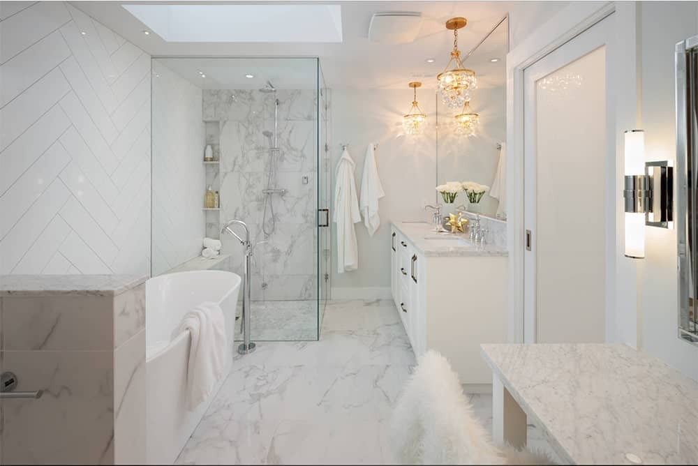 Marble Master Bathroom
 65 Medium Sized Primary Bathroom Ideas s
