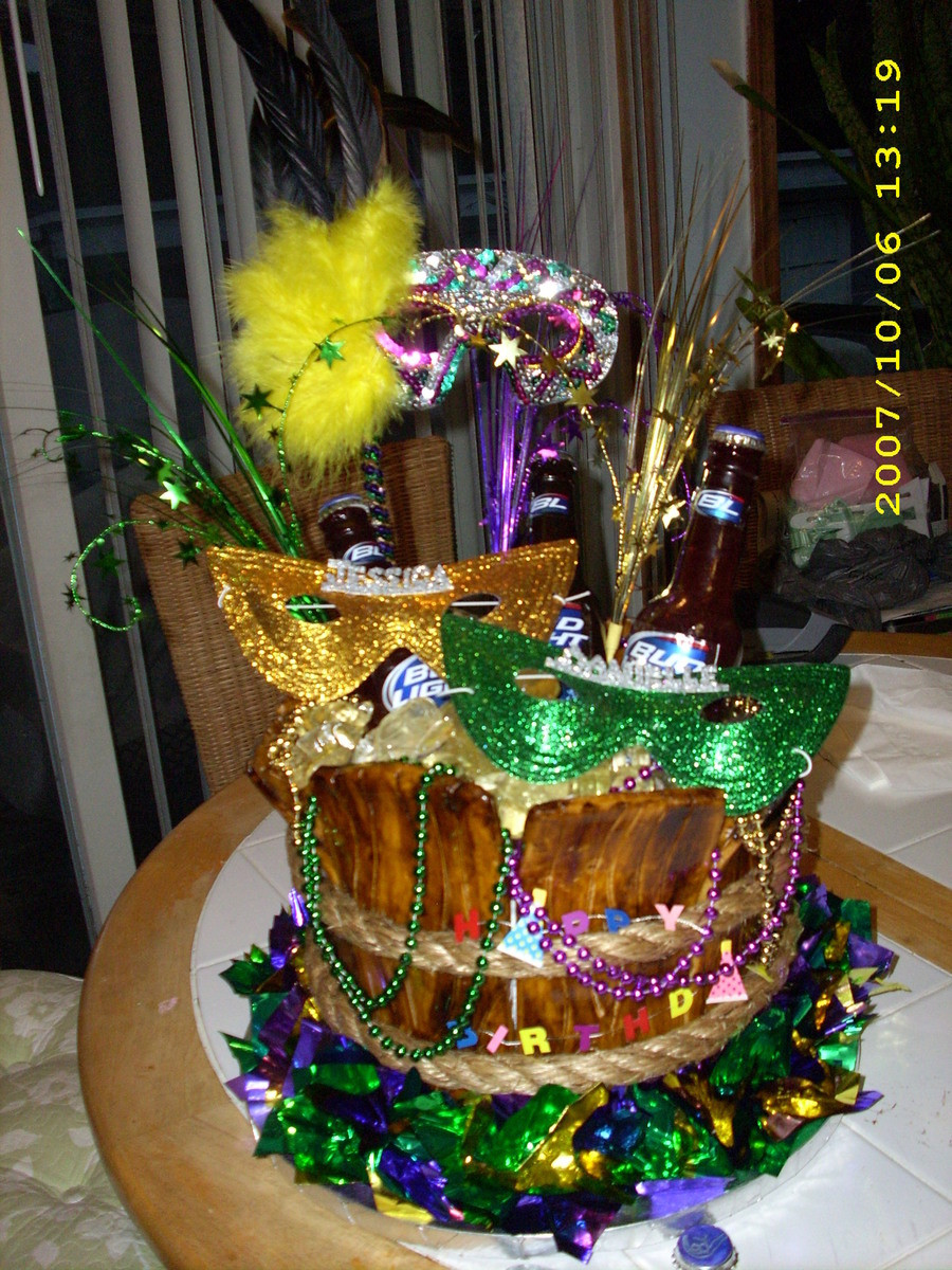 Mardi Gras Birthday Cake
 Happy Birthday Mardi Gras Beer Cake CakeCentral