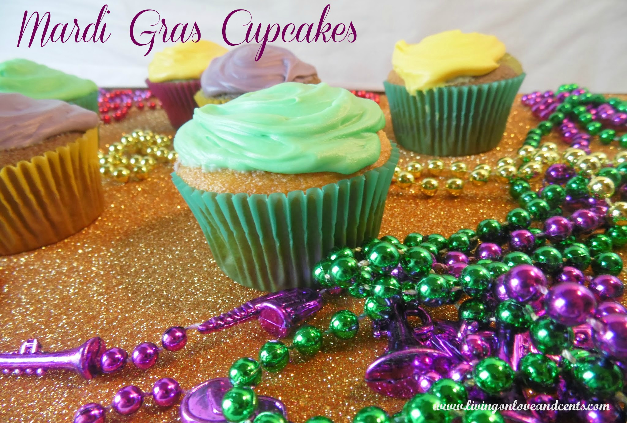Mardi Gras Cupcakes
 Easy Multicolored Mardi Gras Cupcakes