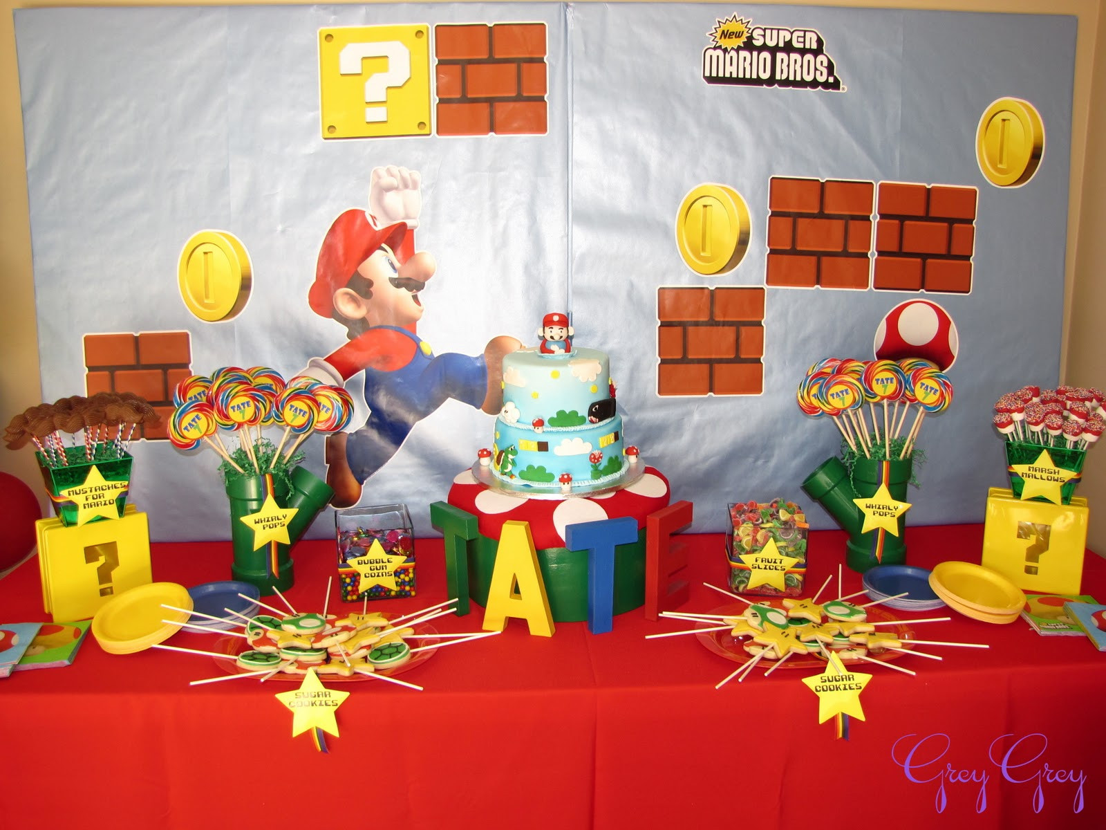 Mario Birthday Decorations
 GreyGrey Designs My Parties Super Mario Birthday Party