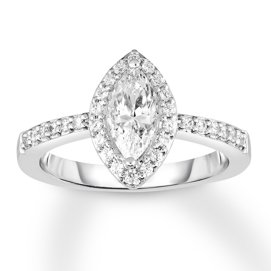 Marquise Diamond Engagement Ring
 Diamond Engagement Ring 1 ct tw Marquise 14K White Gold