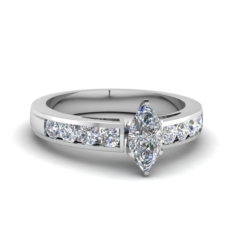 Marquise Diamond Engagement Ring
 Timeless Channel Marquise Diamond Engagement Ring In 18K