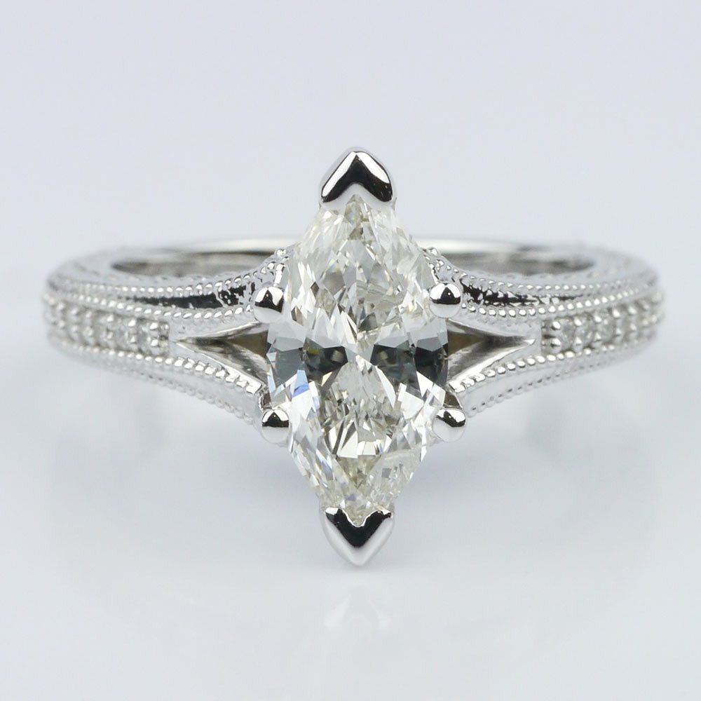 Marquise Diamond Engagement Ring
 Custom Split Shank Marquise Diamond Engagement Ring