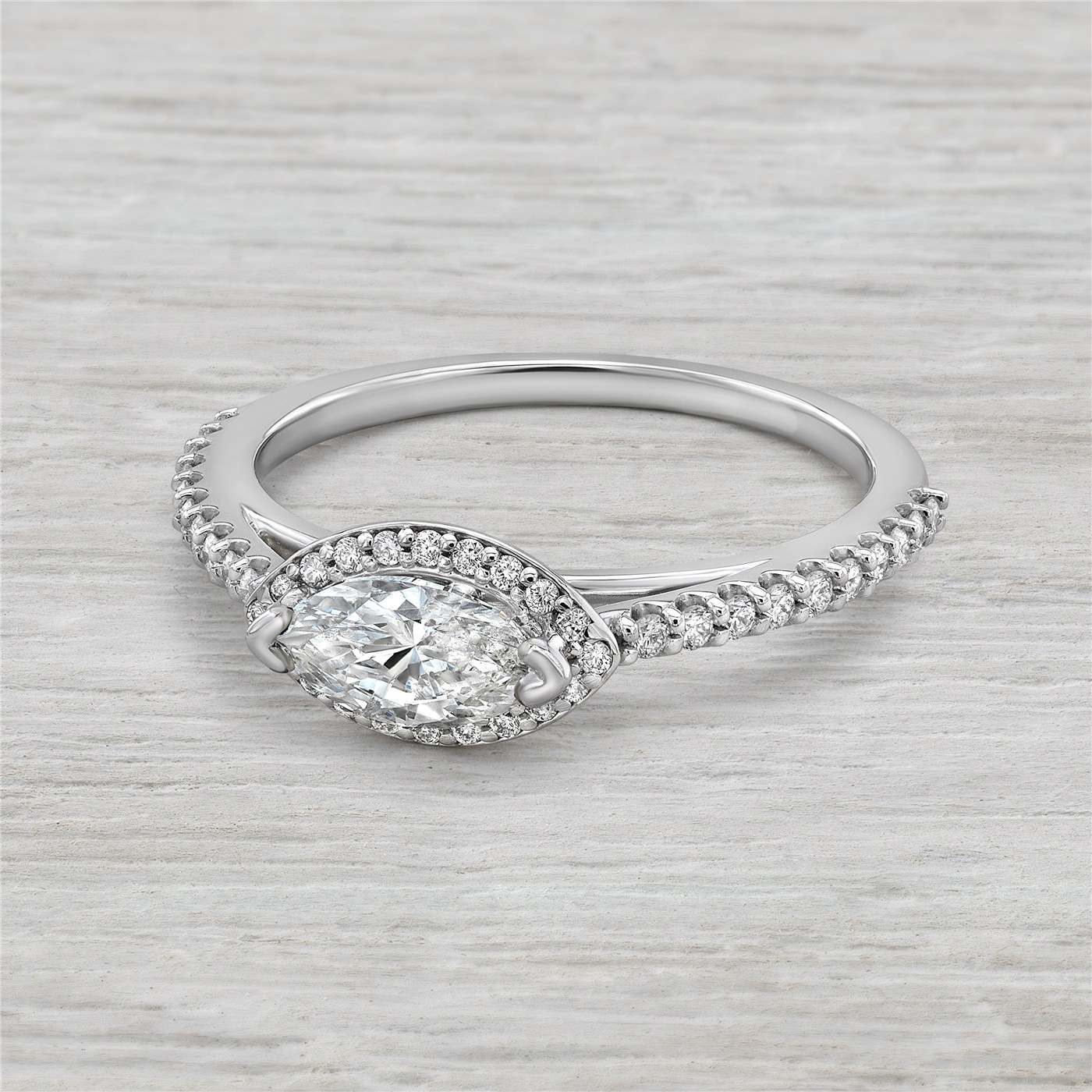 Marquise Diamond Engagement Ring
 14k White Gold and Marquise Diamond Engagement Ring
