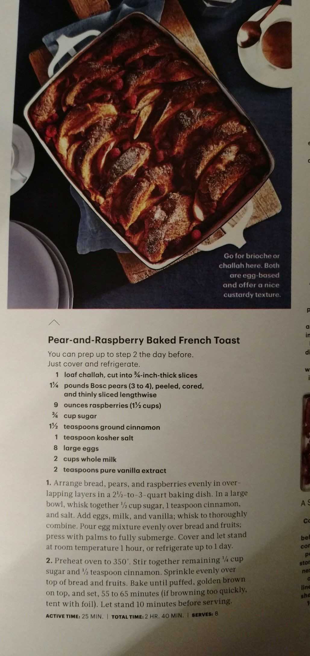 Martha Stewart Baked French Toast
 Martha Stewart Pear Raspberry Baked French Toast