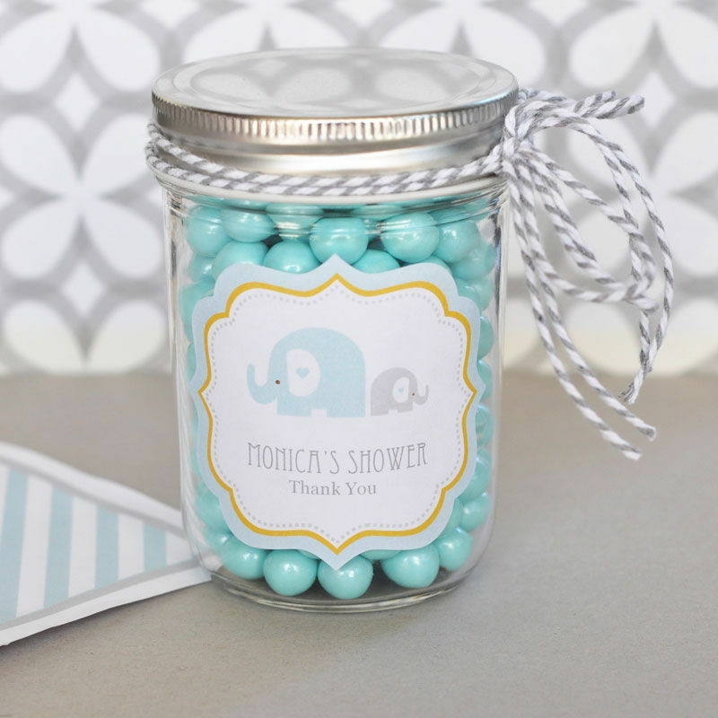 Mason Jar Gift Ideas For Baby Shower
 24 Personalized Blue Elephant Theme Mini Mason Jars Baby