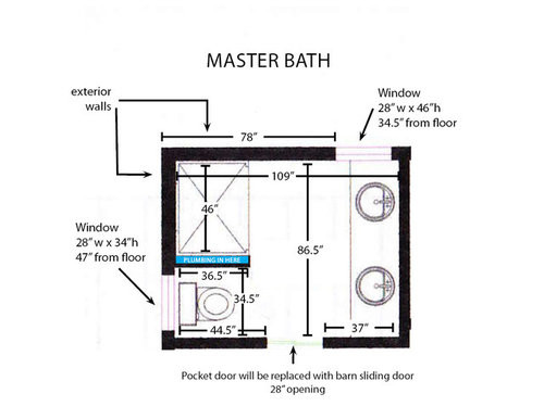 Master Bathroom Dimensions
 Help with 9 x 7 master bath shower size