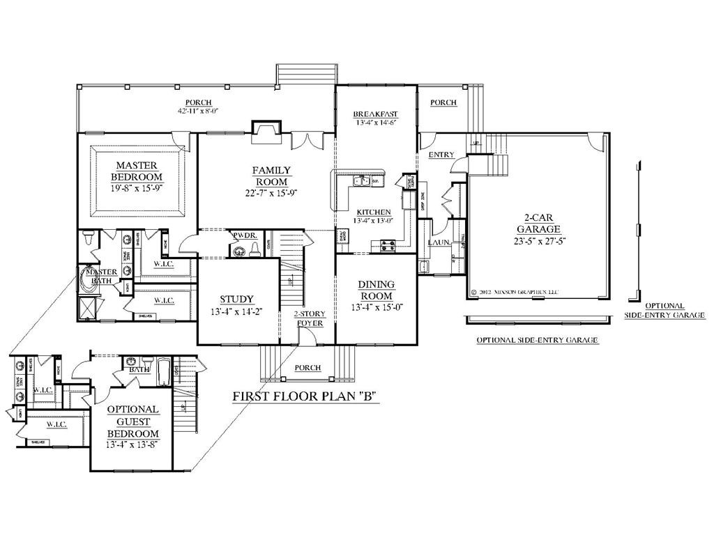 Master Bedroom Downstairs Floor Plans
 House Plans with Downstairs Master Bedroom Blueprint