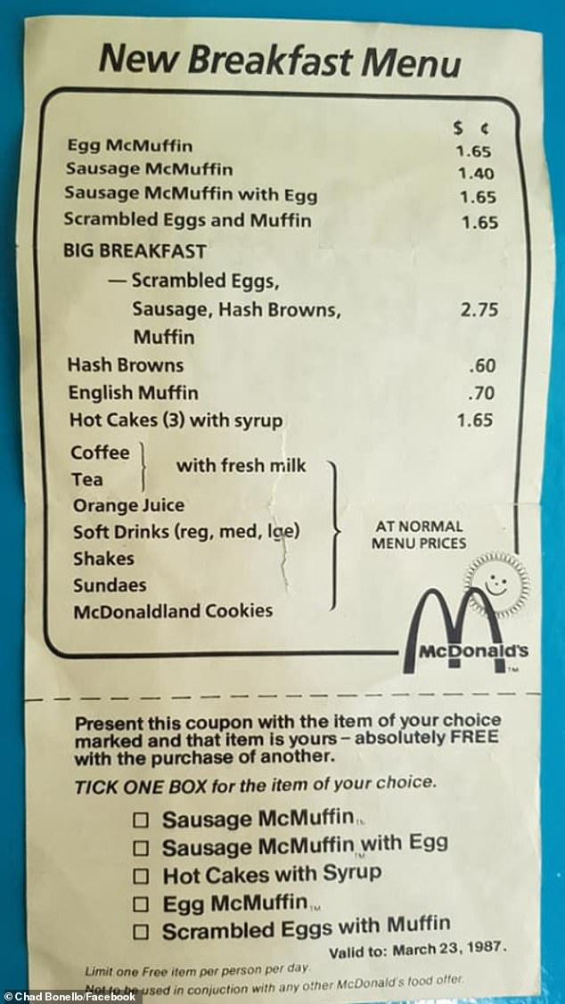 Mcdonalds Healthy Breakfast Menu
 McDonald s menu from 1987 re surfaces with big breakfast