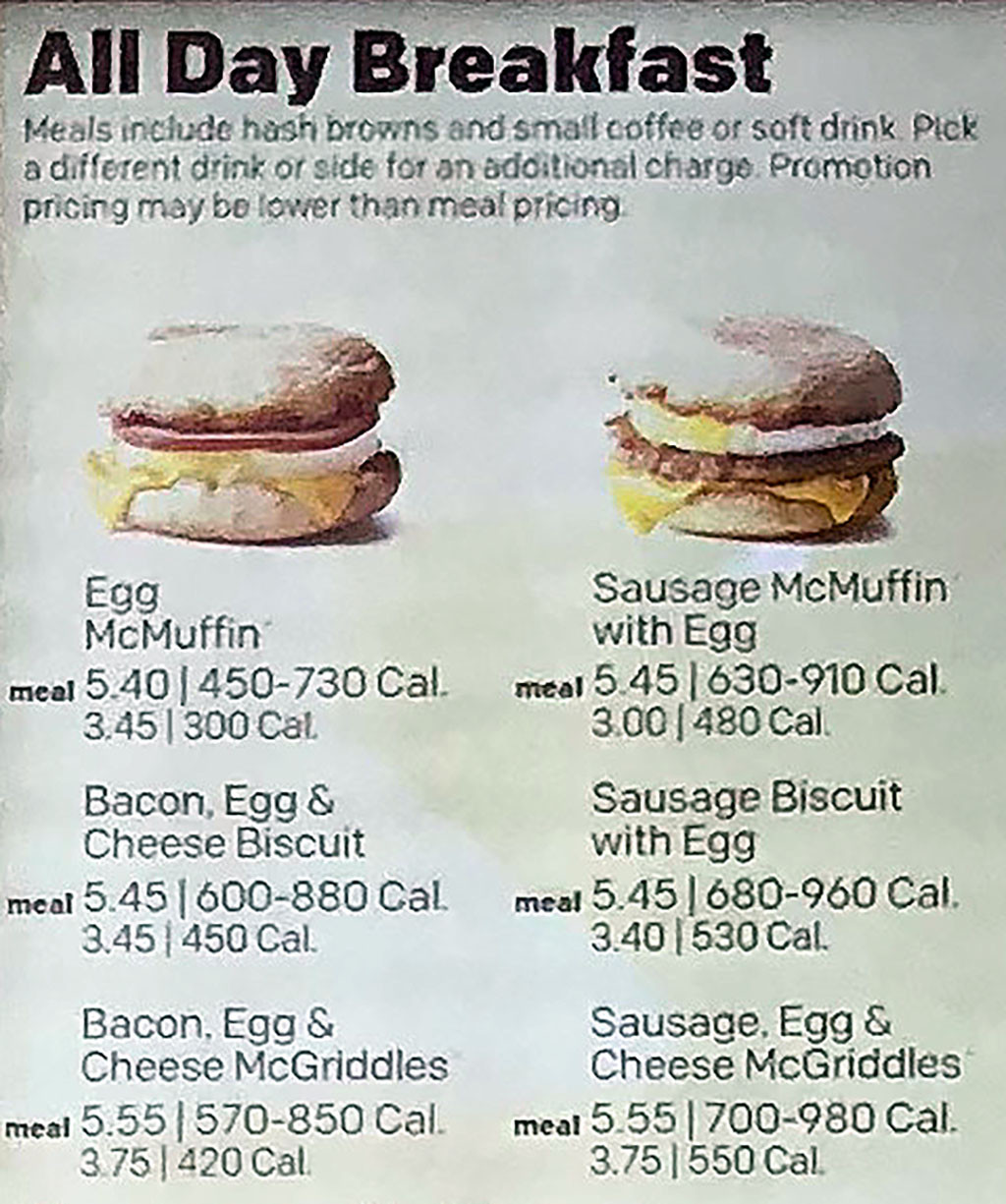 Mcdonalds Healthy Breakfast Menu
 McDonaldss menu all day breakfast
