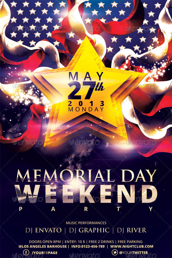 Memorial Day Weekend Party
 Memorial Day Weekend Party Flyer Template by hermz