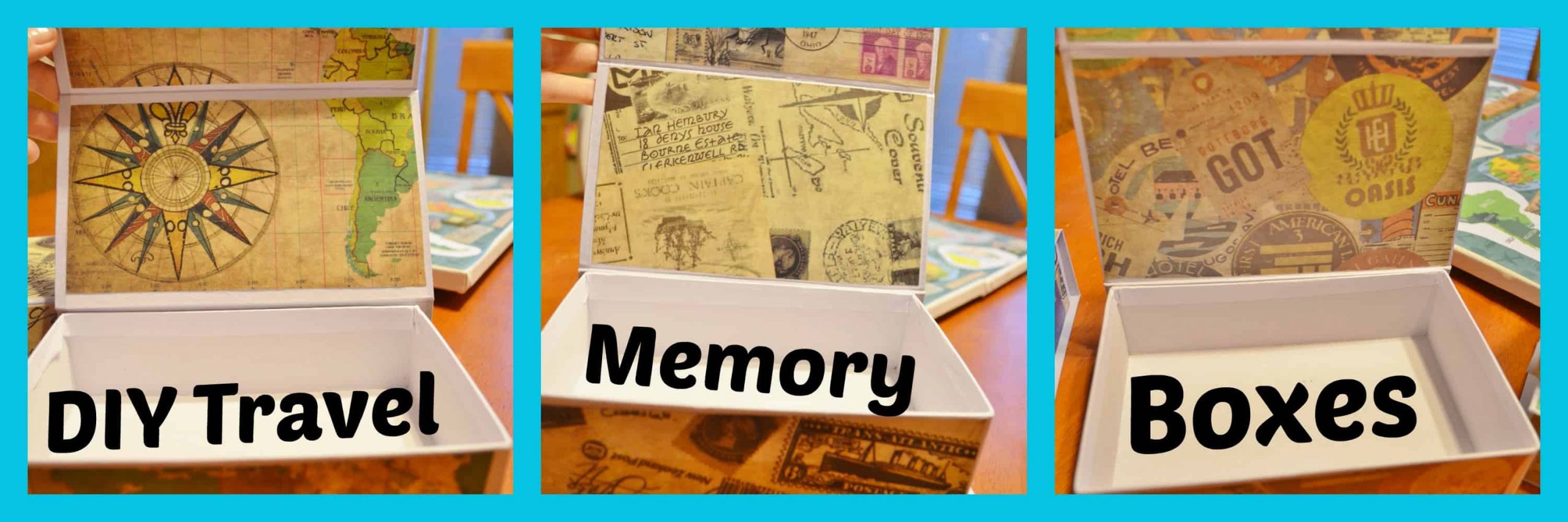 Memory Box DIY
 DIY Mod Podge Memory Boxes & Travel Memory Map Project