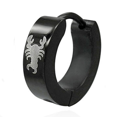 Mens Body Jewelry
 SCORPIO Scorpion ZODIAC Black PVD Peircing HOOP Earring