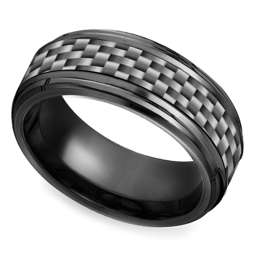 Mens Carbon Fiber Wedding Bands
 Beveled Carbon Fiber Men s Wedding Ring in Black Titanium