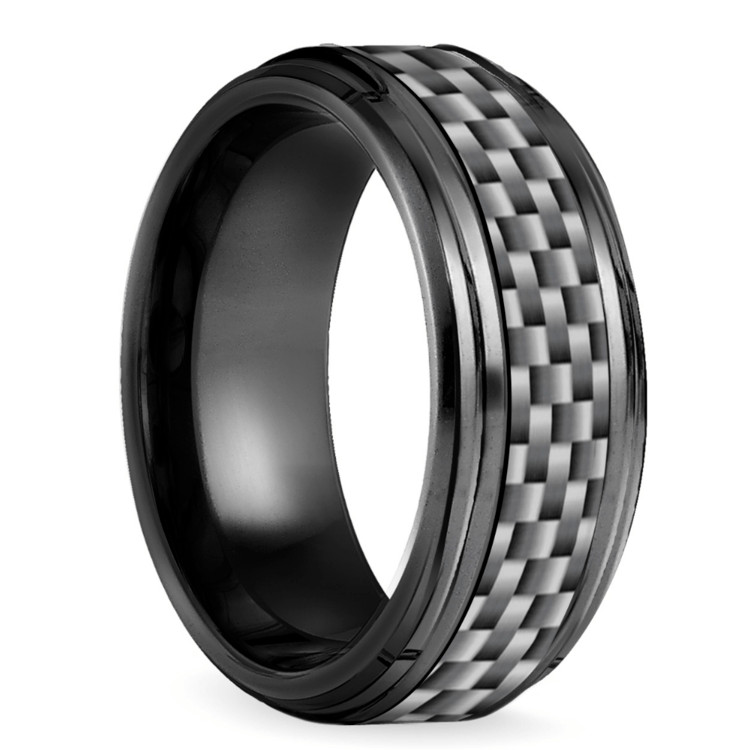 Mens Carbon Fiber Wedding Bands
 Beveled Carbon Fiber Men s Wedding Ring in Black Titanium