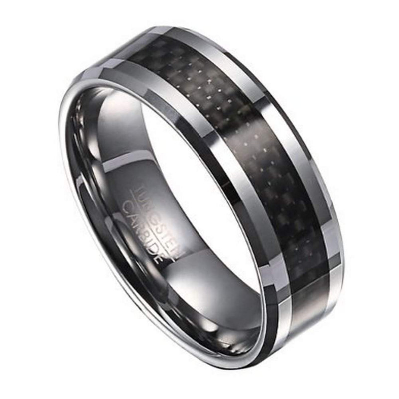 Mens Carbon Fiber Wedding Bands
 8mm Men s Tungsten Wedding Band with Carbon Fiber Inlay