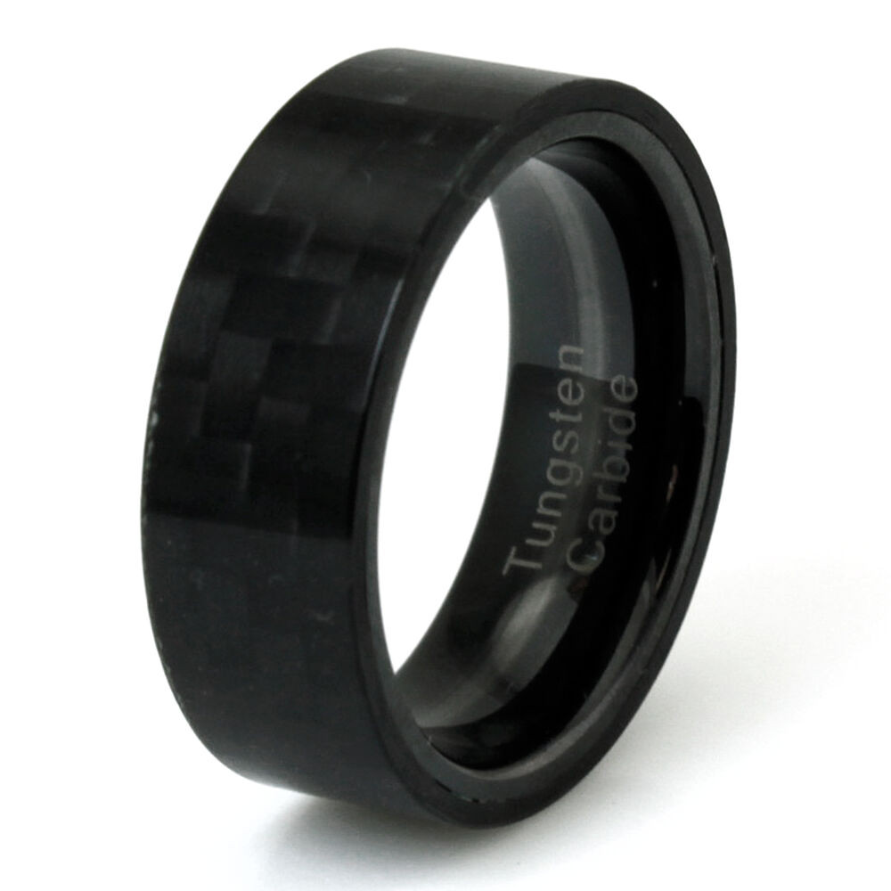 Mens Carbon Fiber Wedding Bands
 Men s Tungsten Carbide Black Carbon Fiber Flat Band