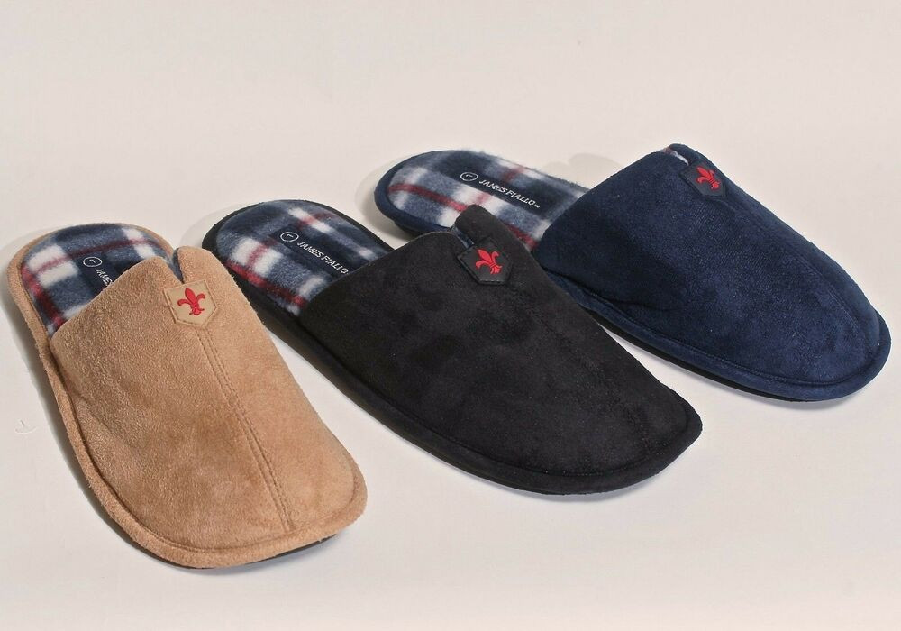 Mens Leather Bedroom Slippers
 New Men s Faux Leather w Soft Plaid Inner Bedroom House