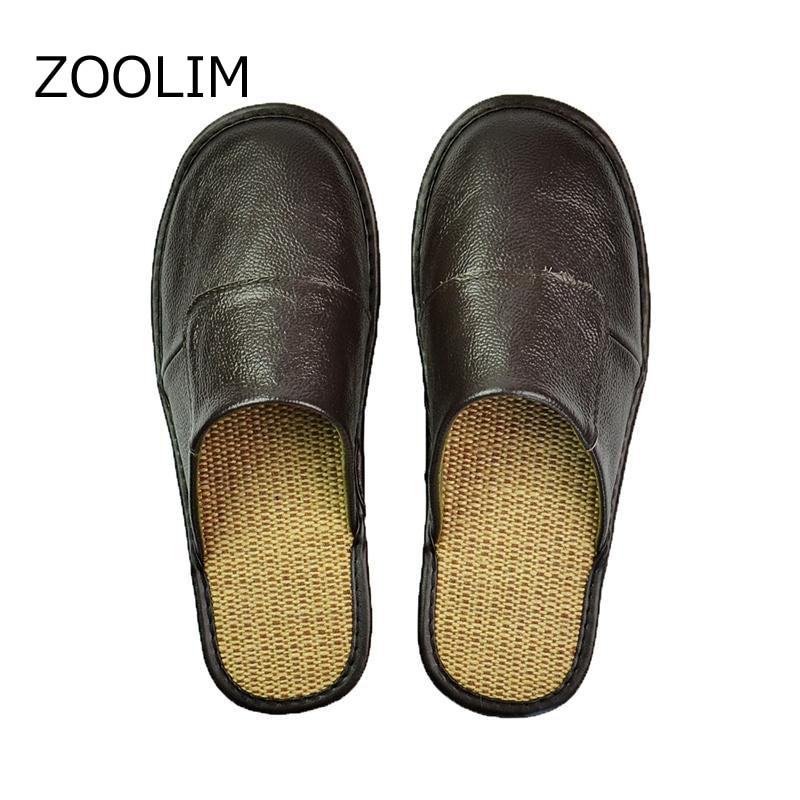 Mens Leather Bedroom Slippers
 ZOOLIM Men Home Slippers Linen Home Slippers Indoor