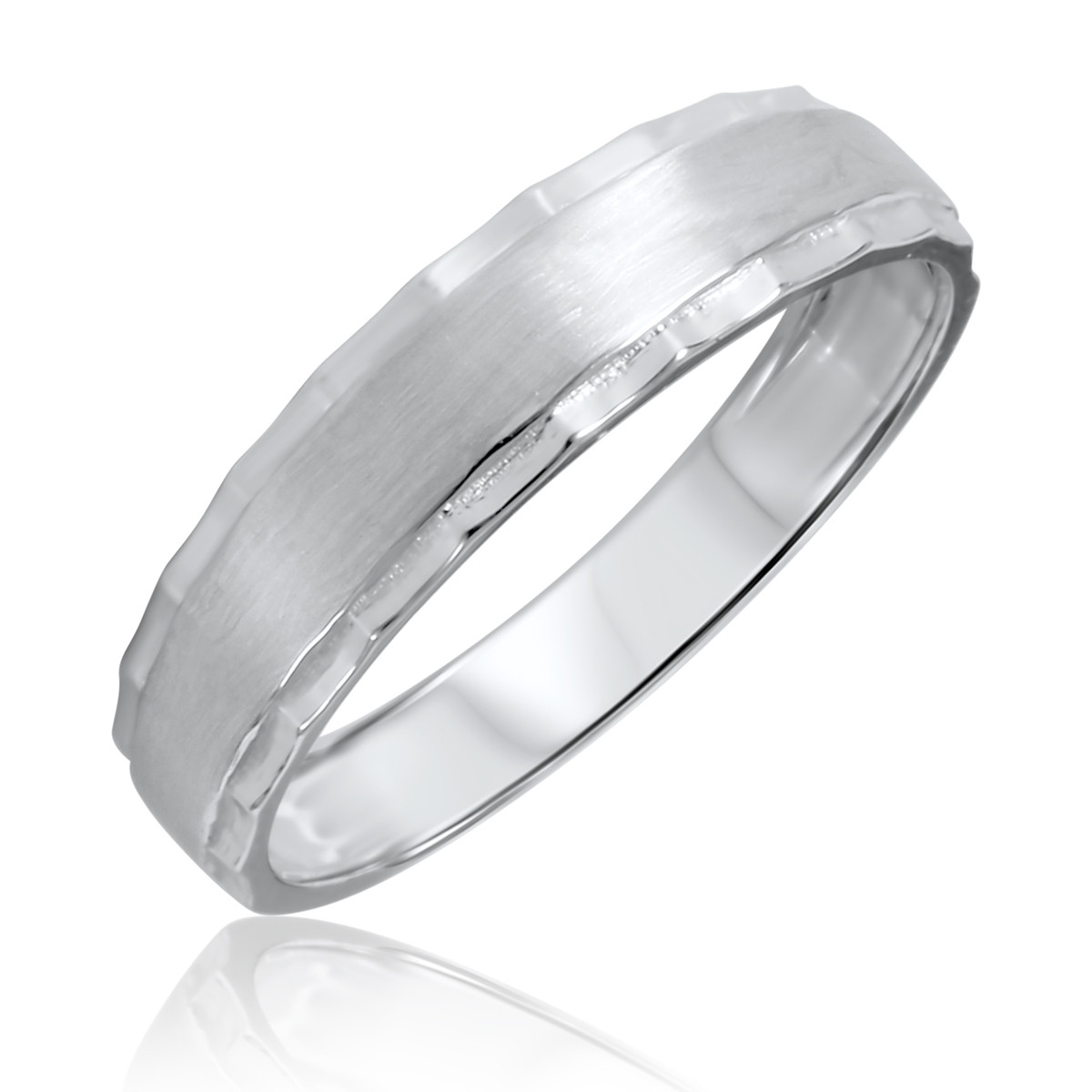Mens Wedding Band White Gold
 Traditional Mens Wedding Band 10K White Gold