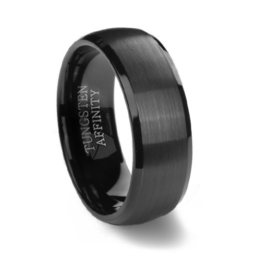 Mens Wedding Rings Black
 Black Brushed Domed Mens Tungsten Wedding Ring