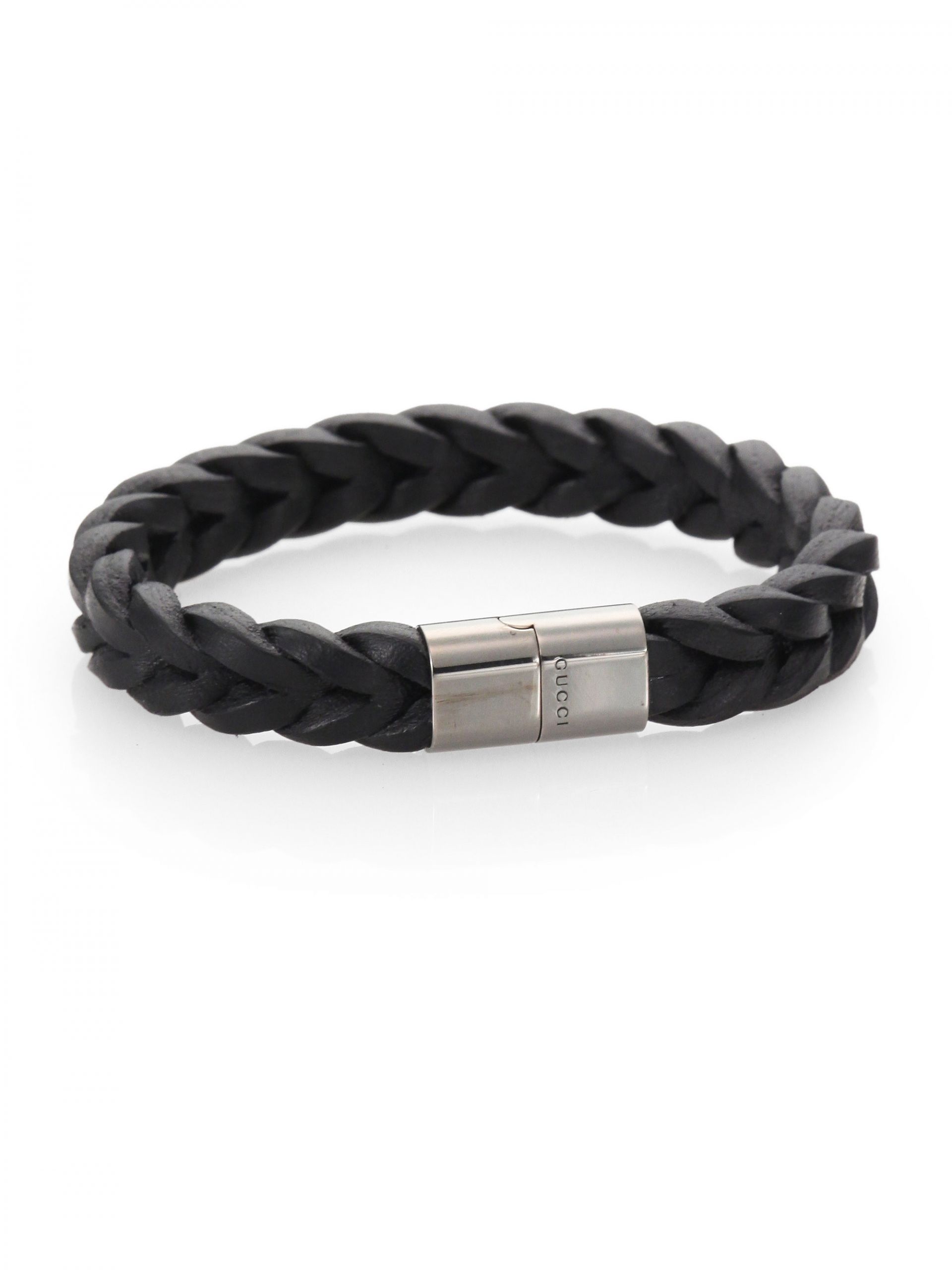 Mens Woven Bracelets
 Gucci Woven Leather Bracelet in Black for Men Lyst