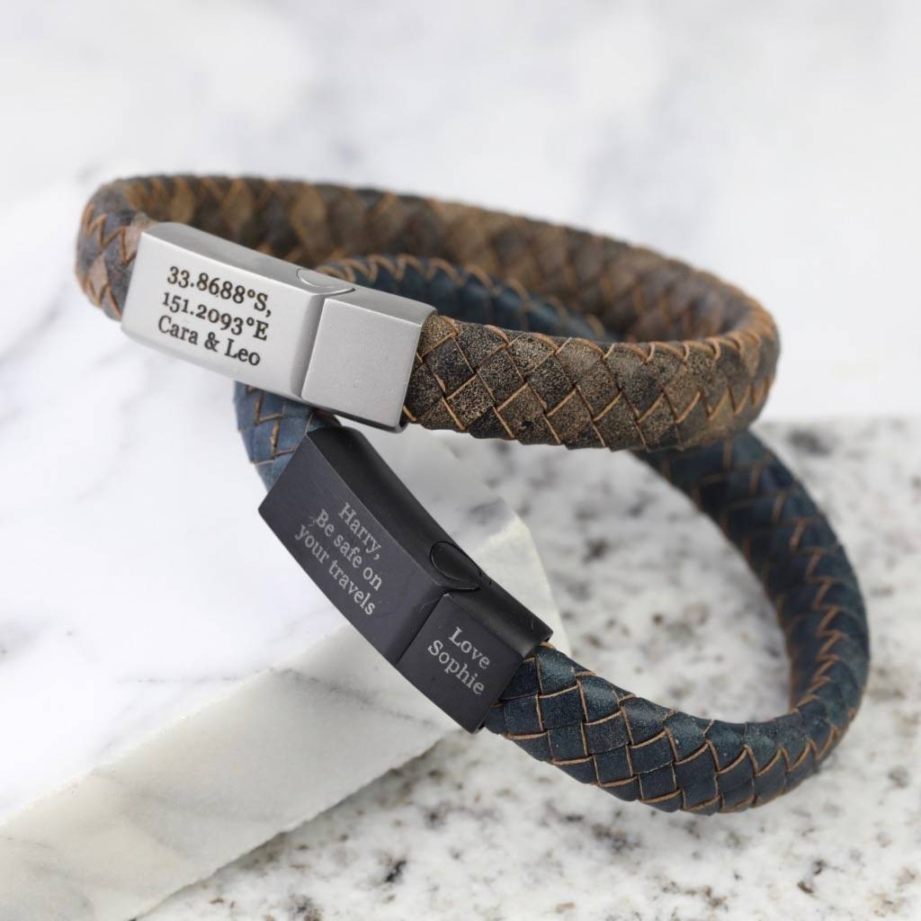 Mens Woven Bracelets
 men s personalised antiqued woven leather bracelet by lisa