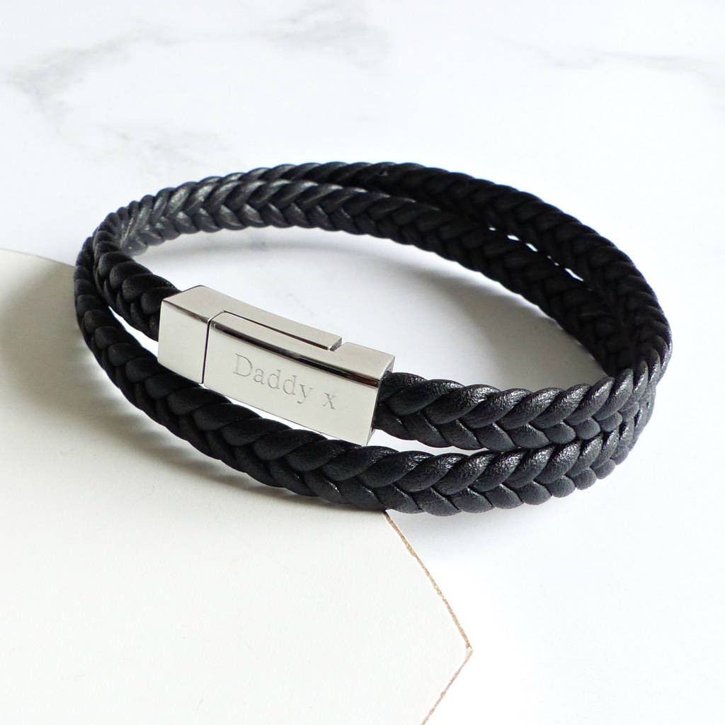 Mens Woven Bracelets
 mens personalised woven leather wrap bracelet by evy